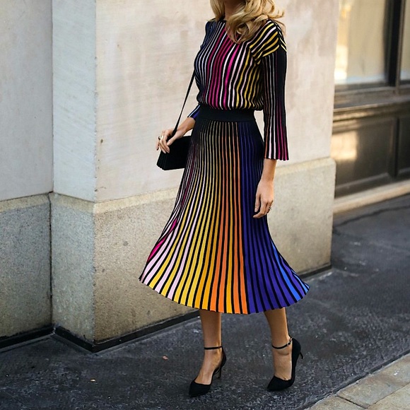 NWT 🆕✨KENZO (Paris) Midi Flare Rib Knit Skirt, NEW✨ - Picture 12 of 17